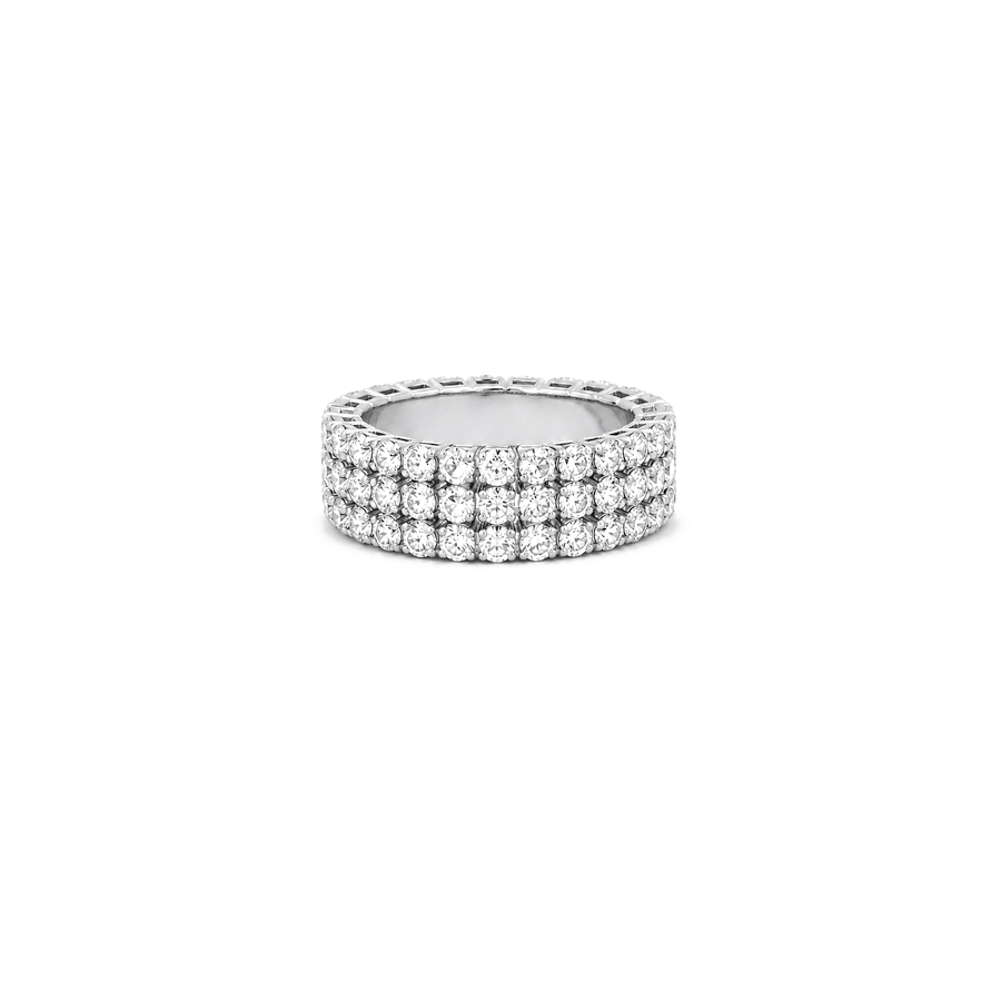 18K White Gold Ring with Rosie Sparkling Stones Design In White