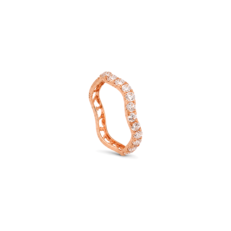18K Gold Ring with White Paved Stones Design
