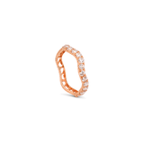 18K Gold Ring with White Paved Stones Design