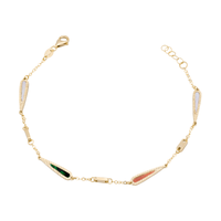 18K Gold Fluid Chain with Colorful Marquise Design