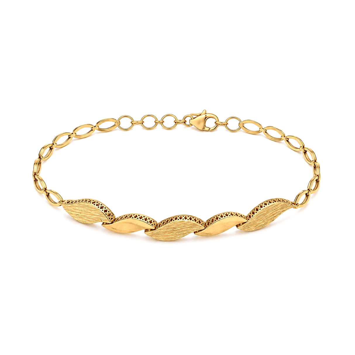 18K Bracelet with Sequential Leaves Design