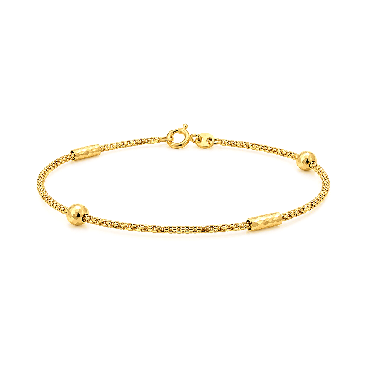 18K Gold Chain Bracelet Sparkling Beads Design