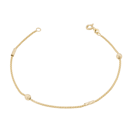 18K Gold Fluid Chain with Sparkling Beads Design