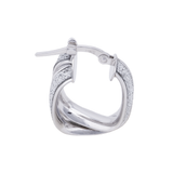 18K Gold Earrings with Shiny Parallel Lines Design