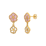 18K Gold Earrings with Vibrant Flowers