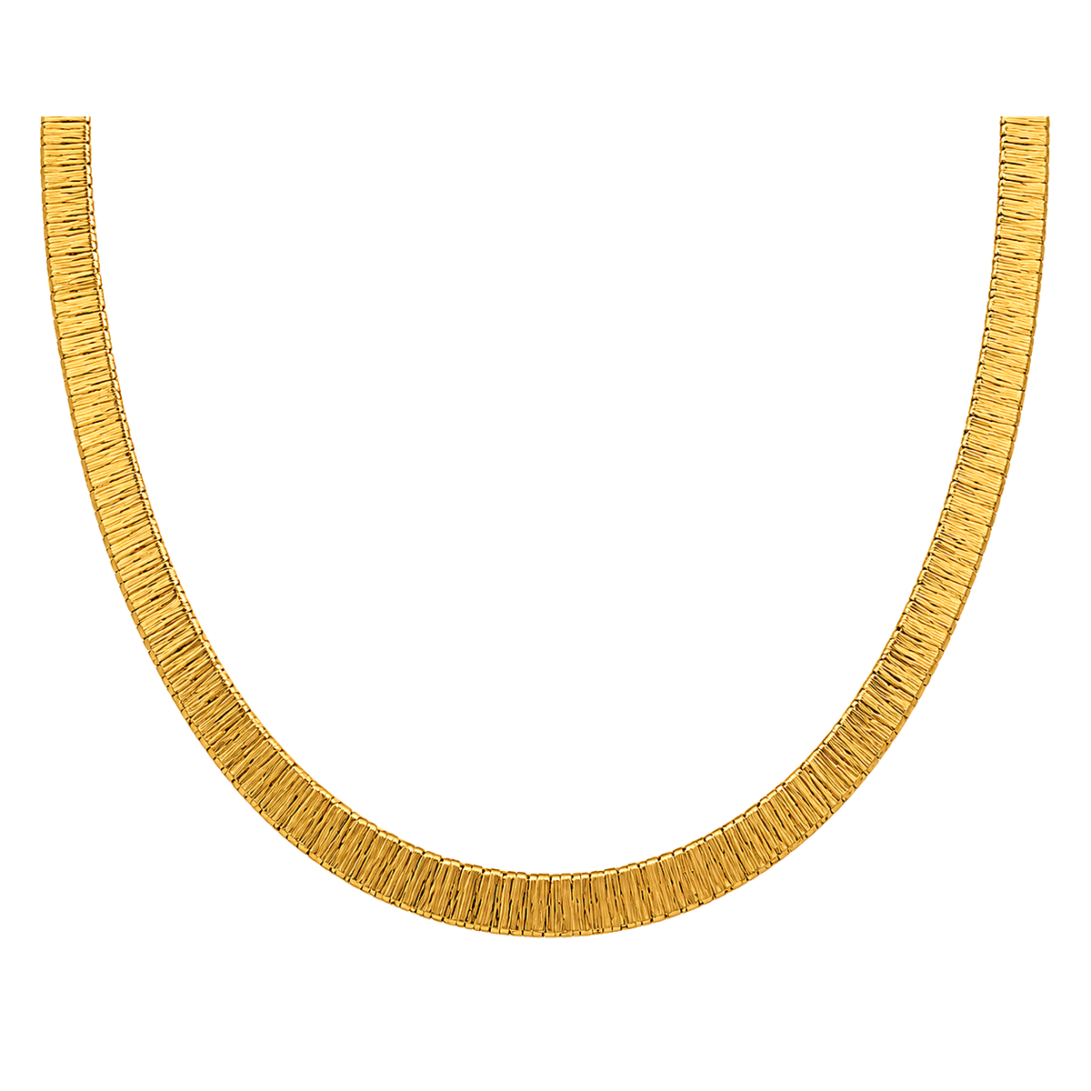 18K Gold Necklace with Long Engraved Flat