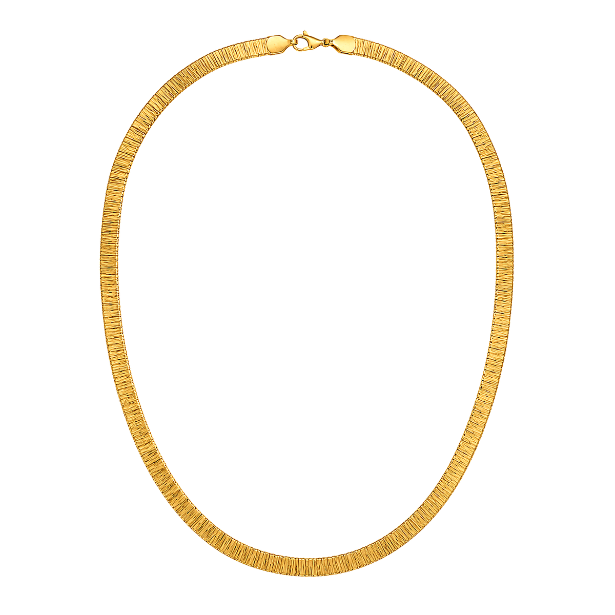 18K Gold Necklace with Long Engraved Flat