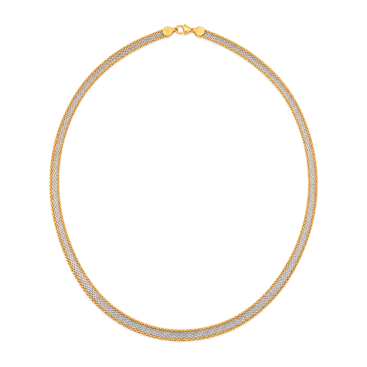18K Gold Chain Necklace with Double Braided Design
