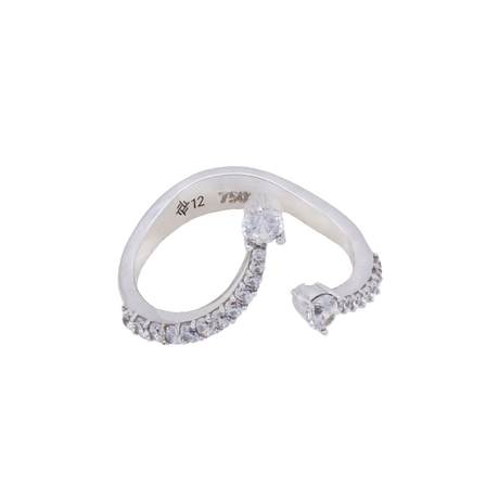 18K White Gold Ring with Contemporary Open Design