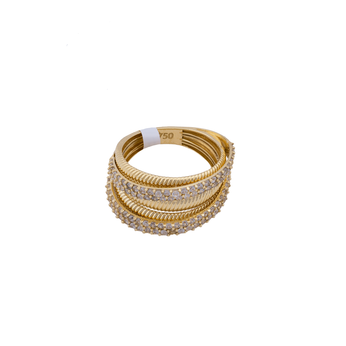 18K Gold Ring with Ribbed Engravings