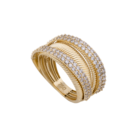 18K Gold Ring with Ribbed Engravings Design