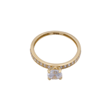 18K Gold Ring with Twins Two Layer Paved Design