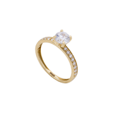 18K Gold Ring with Twins Two Layer Paved Design