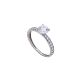 18K White Gold Ring with Twins Paved Shiny Stones Design