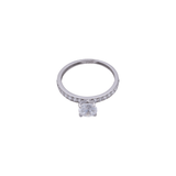 18K White Gold Ring with Twins Paved Shiny Stones Design