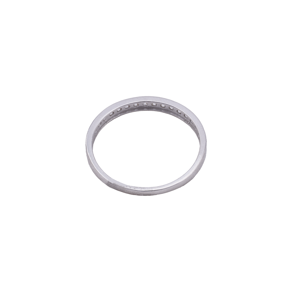 18K White Gold Ring with Twins Paved Shiny Stones Design