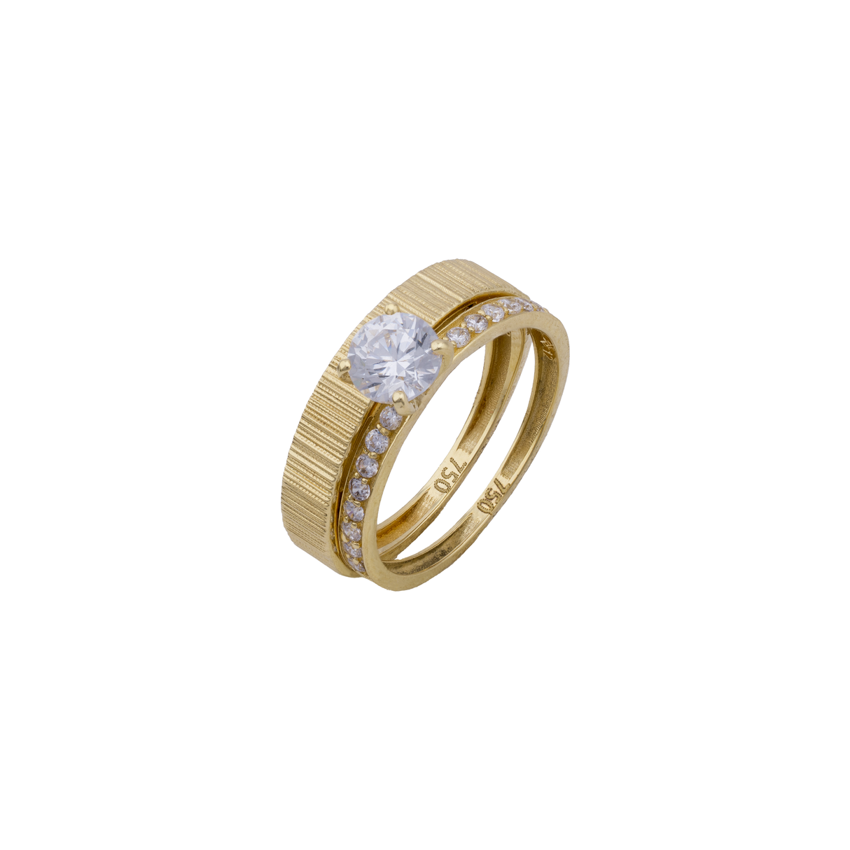18K Gold Ring with Twins Double Design