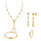 21K Gold Set with Hanging Ball Design