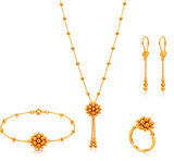 21K Gold Set with Beaded Cluster Design