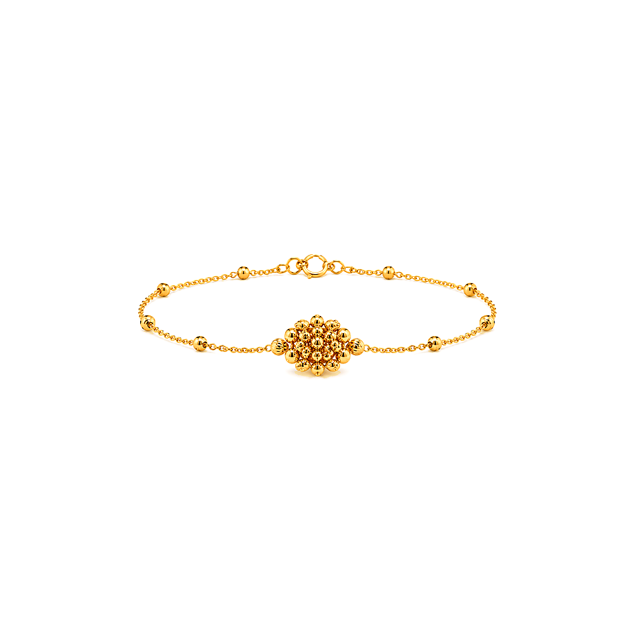 21K Gold Set with Beaded Cluster Design