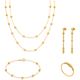 21K Gold Set with Long Layered Chain