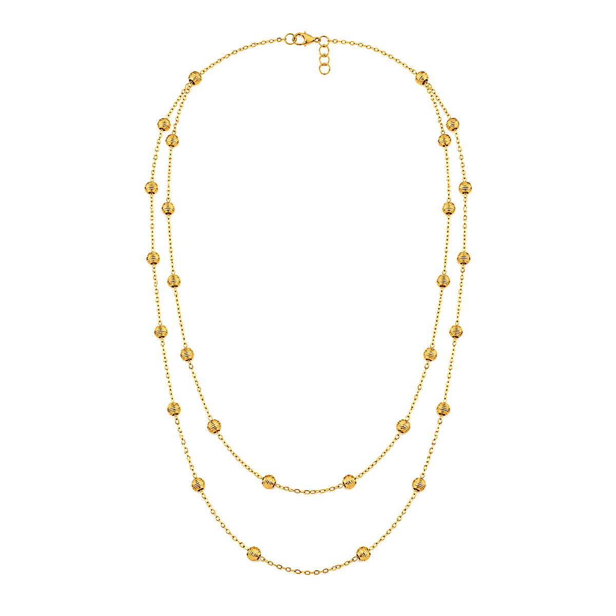 21K Gold Set with Long Layered Chain