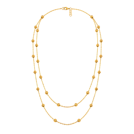 21K Gold Set with Long Layered Chain