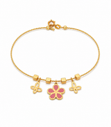 18K Gold Kids Bracelet with Colorful Flower Charm