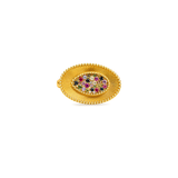 18K Gold Ring with Colorful Oval Paved Stones Design
