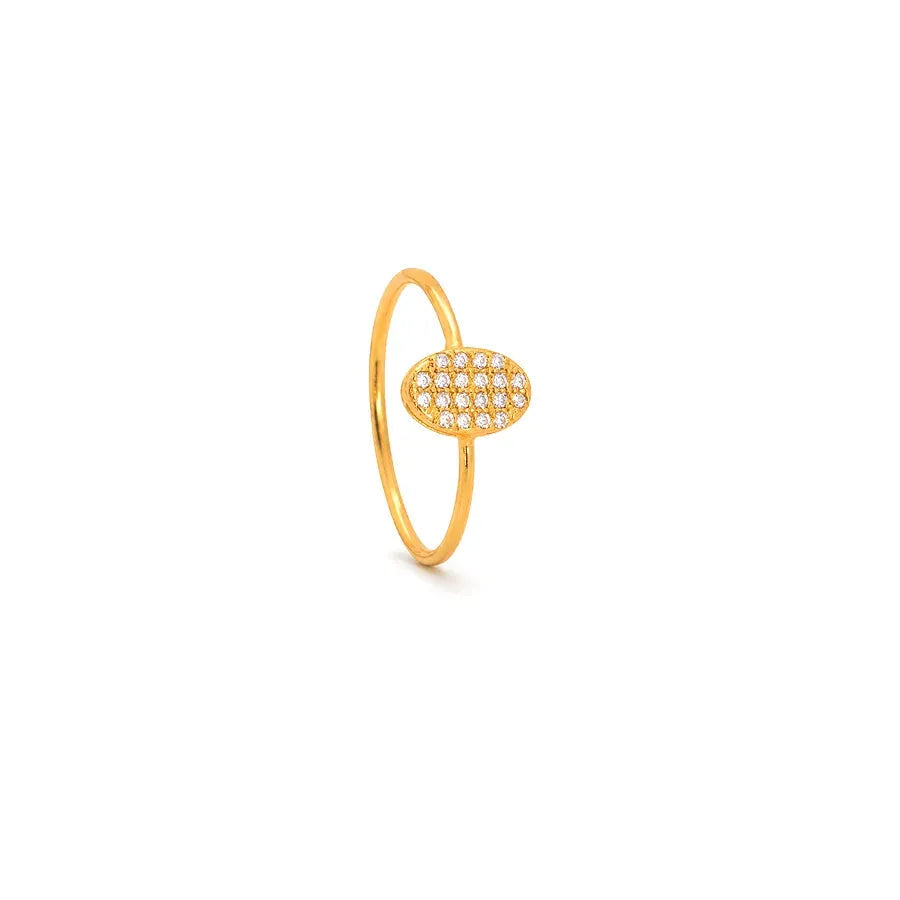18K Gold Ring with Paved Oval Design