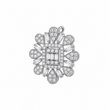 18K White Gold Pendant with Ornate Square Design