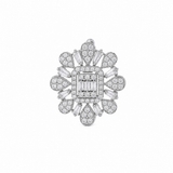 18K White Gold Pendant with Ornate Square Design