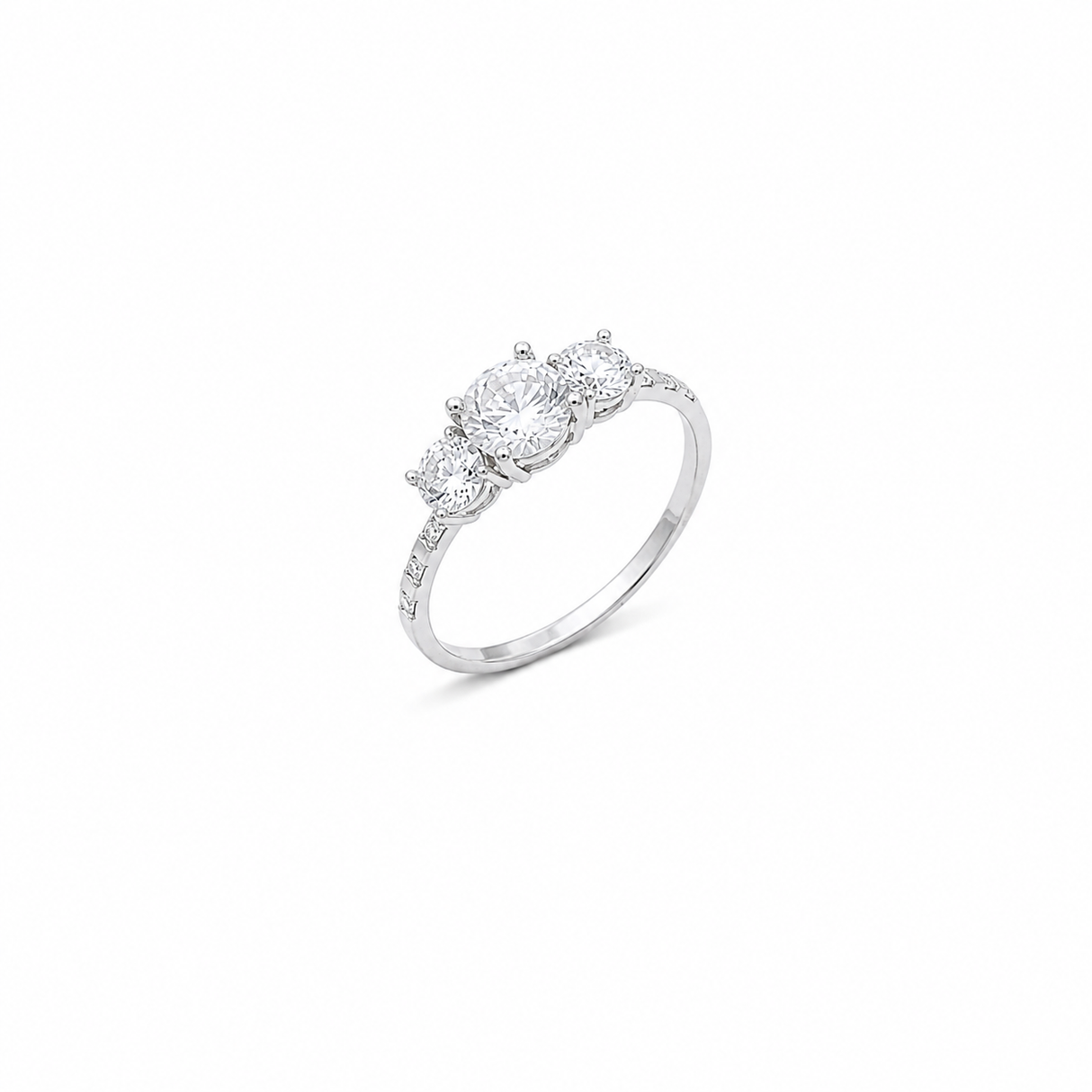 18K White Gold Ring with Modern Elegant Stone Design