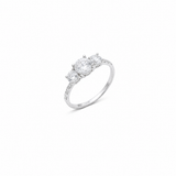 18K White Gold Ring with Modern Elegant Stone Design