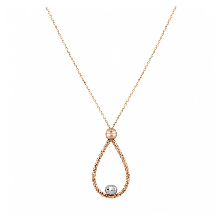 18K Gold Chain Necklace with Charm Teardrop