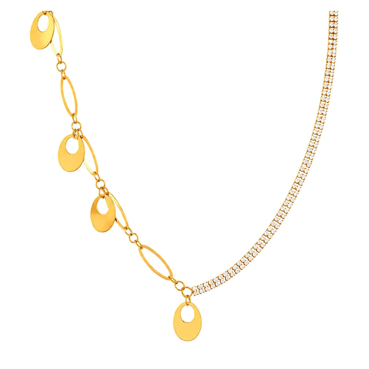 18K Gold Necklace Double Classic Paved Design