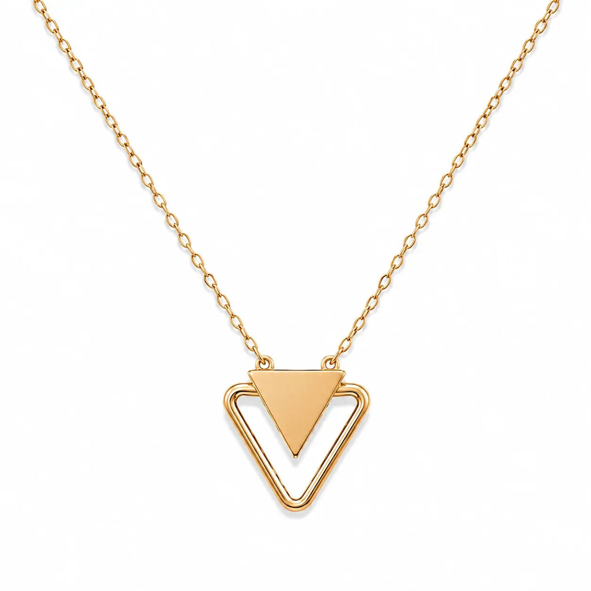 18K Gold Necklace With Triangle Pendant