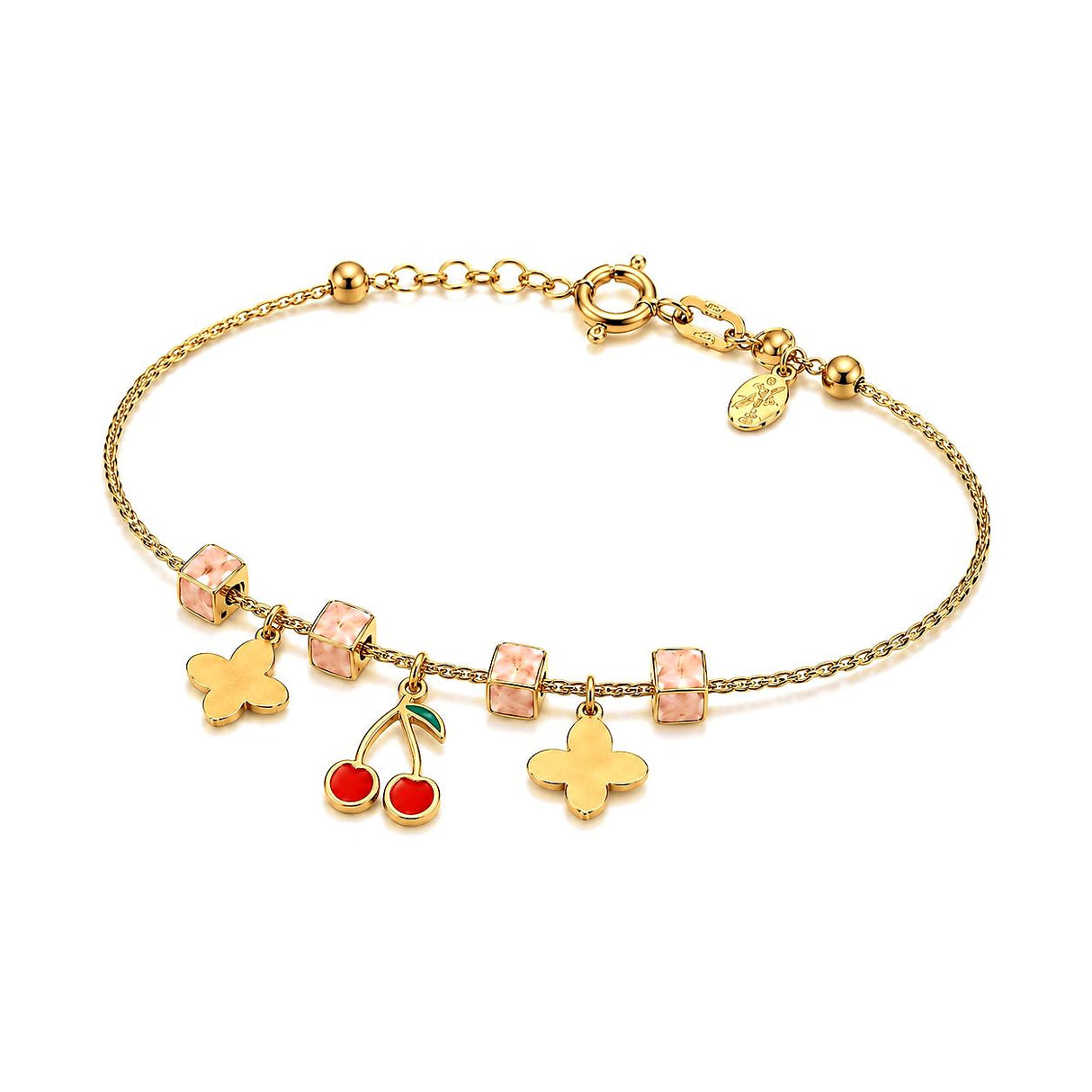 18K Gold Bracelet Cherry Blossom Design