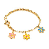 18K Gold Kids Bracelet Garden Flowers Design