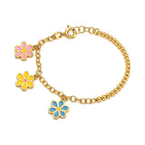 18K Gold Kids Bracelet Garden Flowers Design