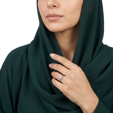 خاتم الماس عيار 18 خطوبة بفص كبير