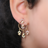 18K Gold Earrings with Dangling Circle Design