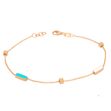 18K Gold Half Set with Rectangular Design in Turquoise
