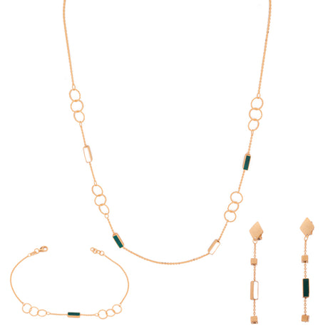 Half set of 18k gold, small circles and colorful rectangles
