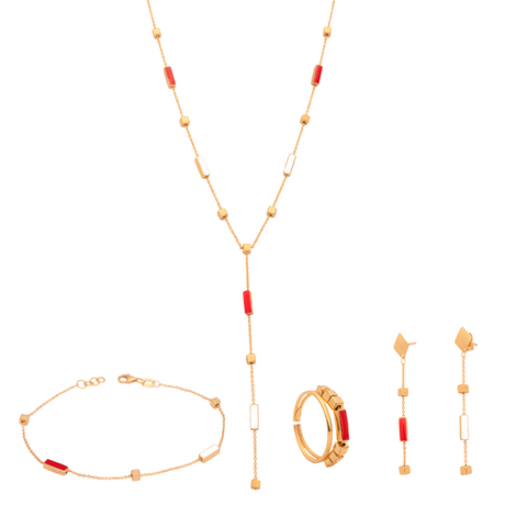 18K gold set, elegant and finely colored