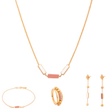 18K gold set with delicate colorful rectangular design