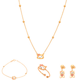Children's 18K Gold Teddy Bear Set with Colored Enamel