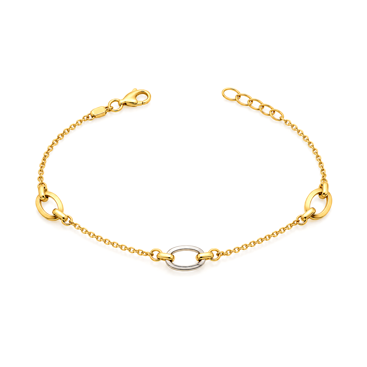 18K Gold Chain Bracelet Interlocking Links Design