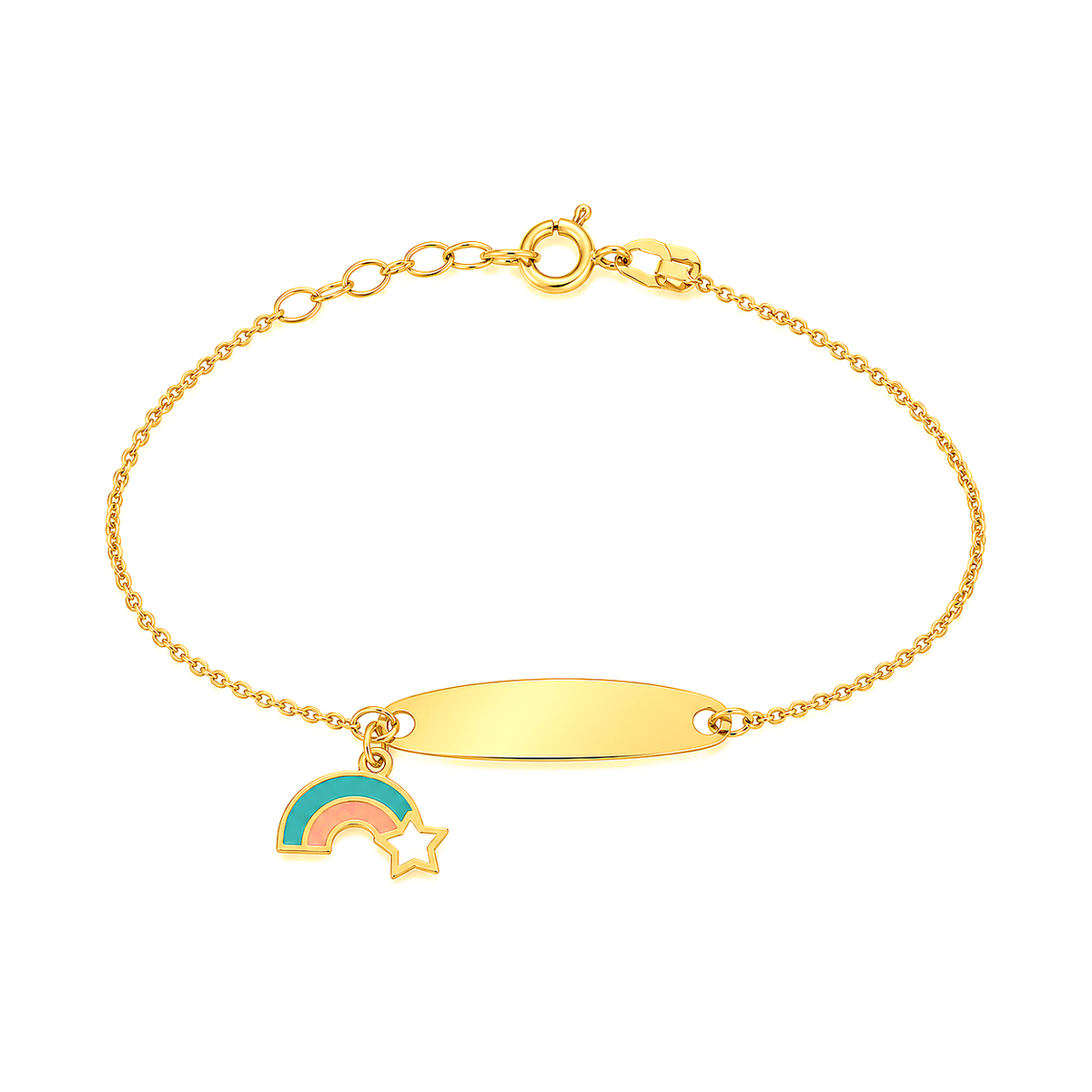 18K Gold Kids Chain Bracelet Rainbow Design