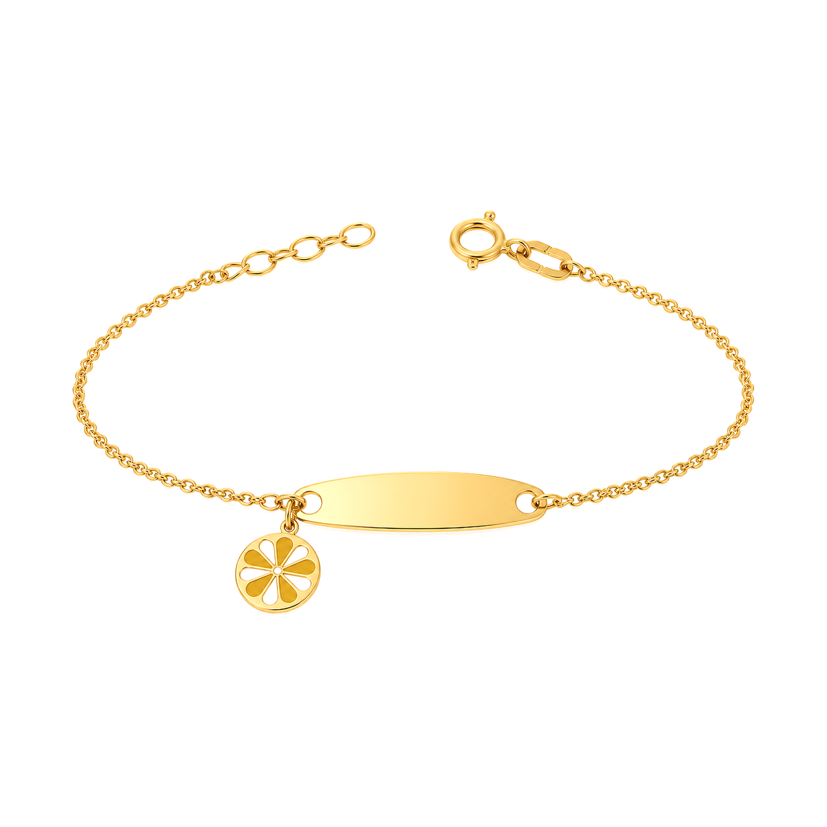 18K Gold Kids Chain Bracelet Openwork Rose Design